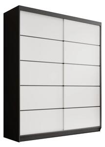 Posuvná skříň Hannah 180 černá – bílá (180 x 215) cm – 6 polic pro přehledné uložení