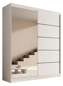 Posuvná skříň s zrcadlem Nico 180 bílá (180 x 215) cm – 6 polic pro přehledné uložení
