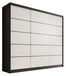 Posuvná skříň Andy 250 černá – bílá (250 x 215) cm – 12 polic pro přehledné uložení