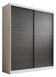 Posuvná skříň Hannah 180 bílá – černá (180 x 215) cm – 6 polic pro přehledné uložení