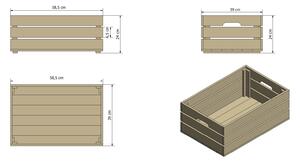 Dřevěná bedýnka SD-3-60x40 barevné varianty Povrchová úprava: Šedá