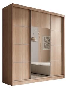 Šatní skříň s posuvnými dveřmi Keri 200 sonoma (kód SS) (200 x 215) cm – 8 polic pro přehledné uložení