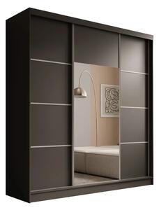 Šatní skříň s posuvnými dveřmi Keri 200 černá (kód BS) (200 x 215) cm – 8 polic pro přehledné uložení