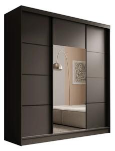Šatní skříň s posuvnými dveřmi Keri 200 černá (kód BB) (200 x 215) cm – 8 polic pro přehledné uložení