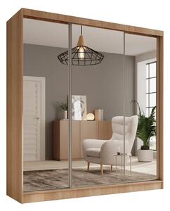 Šatní skříň s posuvnými dveřmi Tola 200 sonoma (200 x 215) cm – 8 polic pro přehledné uložení