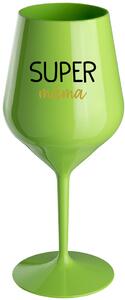 SUPER MÁMA - zelená nerozbitná sklenice na víno 470 ml