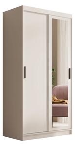Šatní skříň s zrcadlem Hailey 100 bílá (100 x 205) cm – 5 polic pro přehledné uložení
