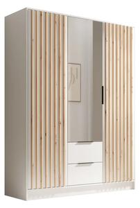 Skříň Neri 150 se zrcadly bílá (150,5 x 200) cm – 5 polic pro přehledné uložení