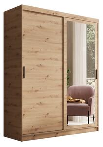 Šatní skříň s zrcadlem Hailey 160 artisan (160 x 205) cm – 5 polic pro přehledné uložení