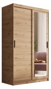 Šatní skříň s zrcadlem Hailey 120 artisan (120 x 205) cm – 5 polic pro přehledné uložení