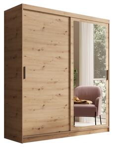 Šatní skříň s zrcadlem Hailey 180 artisan (180 x 205) cm – 5 polic pro přehledné uložení