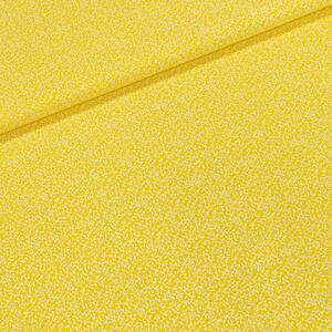 Bavlněné plátno 1593601/90 bílé lístečky na žluté, š.150cm (látka v metráži)