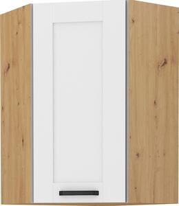 Kondela Horní rohová kuchyňská skříňka Lula 58x58 GN-90 1F - bílá / dub artisan