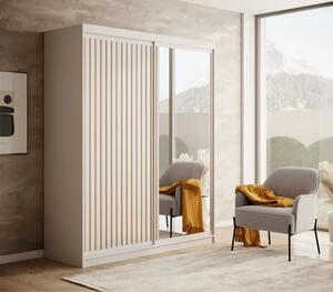 Posuvná skříň Delia 160 bílá (160 x 205) cm – 5 polic pro přehledné uložení