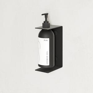 Kovový nástěnný držák s lahví a pumpičkou do koupelny Palermo černý S