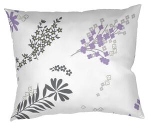 Povlak na polštář z kvalitní jemné bavlny se vzorem květinek. Vzor Agáta fialová na bílém. Rozměr povlaku je 50x70 cm