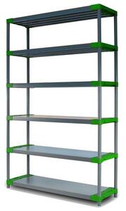 Regál plastový JUPITER-6 222x130x46 PVC Povrchová úprava: Zelená