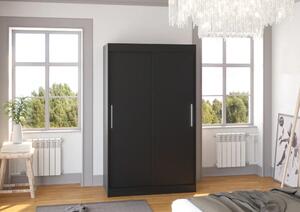 Skříň posuvná COLLIN 120 černá (120 x 200) cm – 6 polic pro přehledné uložení