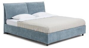 Modrá čalouněná dvoulůžková postel s úložným prostorem s roštem 160x200 cm Myra Pillow – Bonami Selection