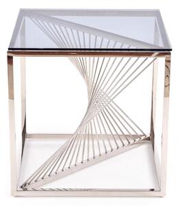 Konferenční stolek Infinity čtvercový, čirá / stříbrná