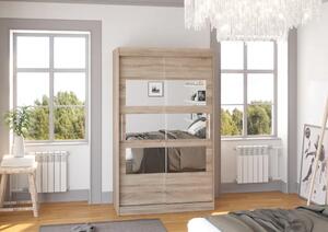 Skříň posuvná se zrcadlem KOLORADO 120 lanýž (120 x 200) cm – 6 polic pro přehledné uložení