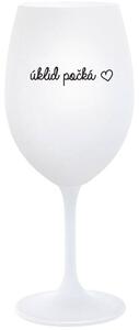 ÚKLID POČKÁ - bílá sklenice na víno 350 ml