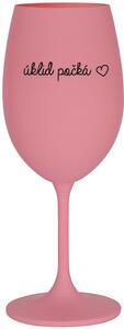 ÚKLID POČKÁ - růžová sklenice na víno 350 ml