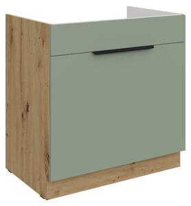 Kondela Dřezová kuchyňská skříňka Arsany 80 ZL 1S BB - aquamarine / dub artisan