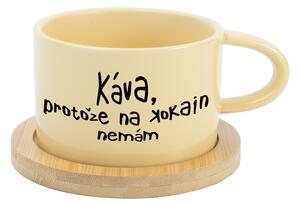 KÁVA, PROTOŽE NA KOKAIN NEMÁM - žlutý hrníček makronka 200 ml