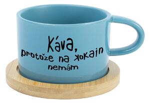 KÁVA, PROTOŽE NA KOKAIN NEMÁM - modrý hrníček makronka 200 ml