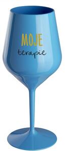 MOJE TERAPIE - modrá nerozbitná sklenice na víno 470 ml