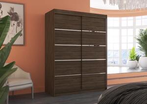 Skříň posuvná LUFT 150 choco (150 x 200) cm – 6 polic pro přehledné uložení
