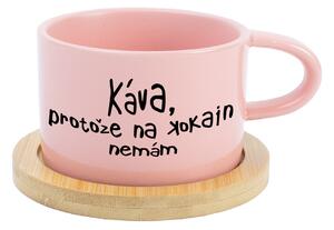 KÁVA, PROTOŽE NA KOKAIN NEMÁM - růžový hrníček makronka 200 ml