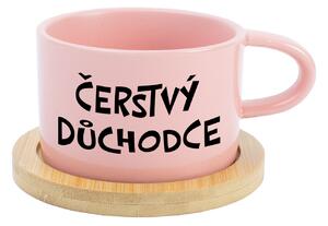 ČERSTVÝ DŮCHODCE - růžový hrníček makronka 200 ml