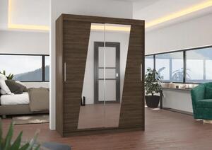 Posuvná skříň s zrcadlem BOLTON 150 choco (150 x 200) cm – 6 polic pro přehledné uložení