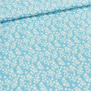 Bavlněné plátno TREND MARGUERITE-C/2 AZUL, bílé květinky na modré, š.150cm (látka v metráži)