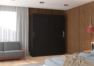 Posuvná skříň LINCOLN 180 černá (180 x 215) cm – 6 polic pro přehledné uložení