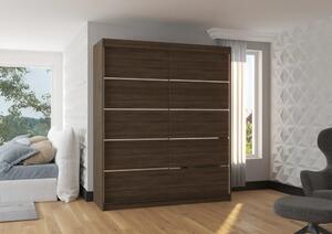 Posuvná skříň SPECTRA 180 choco (180 x 215) cm – 6 polic pro přehledné uložení
