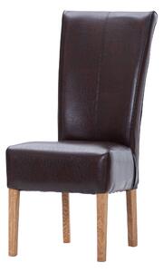 Dubová olejovaná židle Herman s hnědou koženkou