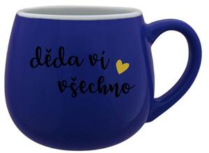 DĚDA VÍ VŠECHNO - modrý keramický hrníček 300 ml