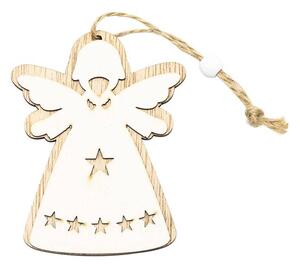DECOLED Závěsná dřevěná dekorace anděl 10 × 7,5 cm