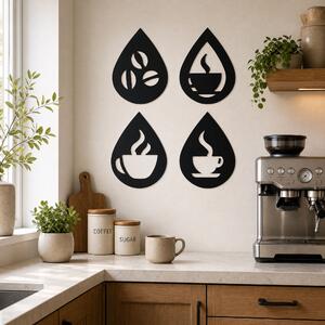 Dřevěná dekorace na zeď KÁVOVÝ KOUTEK | Rozměry (cm): 30x42 | Zvolte barvu dekoru: Černá