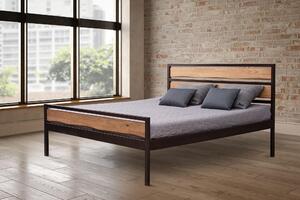 Železná postel Nil 180x200 v kombinaci masivní dub a kov