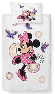 Carbotex Dětské povlečení do postýlky MINNIE A MOTÝLCI, růžovo-bílá, bavlna hladká, 100x135cm + 40x60cm