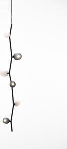 Brokis Závěsné svítidlo Ivy PC1062 Vertical 6, 152 cm Povrch Montury: kov - antracitově šedý matovaný komaxit se strukturou, Barva skla: světle růžová - transparentní sklo, Způsob instalace: Trimless – kabelová verze – bílá struktura