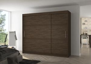 Posuvná skříň ANTOS 250 choco (250 x 215) cm – 11 polic pro přehledné uložení