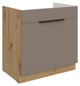 Kondela Dřezová kuchyňská skříňka Frisbo 80 ZL 1S BB - sandgrau / dub artisan