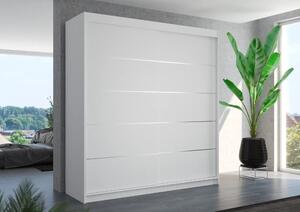 Skříň s posuvnými dveřmi ESTEVA 200 bílá (200 x 215) cm – 11 polic pro přehledné uložení