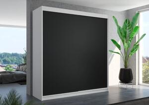Skříň s posuvnými dveřmi TERECIA 200 bílá – černá (200 x 215) cm – 11 polic pro přehledné uložení