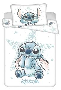 Jerry Fabrics Dětské povlečení do postýlky LILO AND STITCH WHITE STAR BABY, bílé, bavlna hladká, 100x135cm + 40x60cm